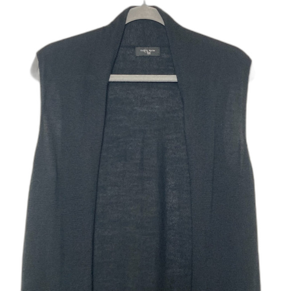 Womens Long Cardigan Sleevless Contrasting Pockets Festival Knit Cardigan - Picture 2 of 8